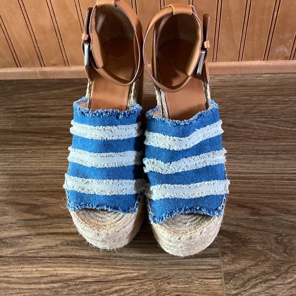 Marc Fisher Denim Adria Jute Womens 9 Open Toe Platform Espadrille Sandal Y2K - Picture 3 of 10